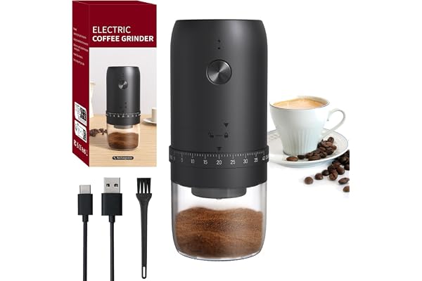 HOTUT Elektrisk kaffekvarn, kaffekornskvarn med 40 exakta malningsinställningar, USB-uppladdningsbar, keramisk kvarn i rörelse, för kontor, resor och camping
