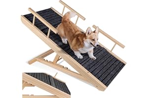Zvonema Rampe pour chien, escalier en bois, réglable de 25,5 à 60 cm, portable, pour lit, canapé, escalier pour chien, escalier pour lit de 60 cm de haut, escalier antidérapant pour animaux de