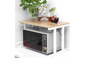 Wakects Horno de Microondas Rack Tostadora Estante, Microondas Estantería Estantería Estantería de Cocina Estante de Cocina de Metal Ahorro de Espacio 57 x 38 x 35 cm(Blanco)