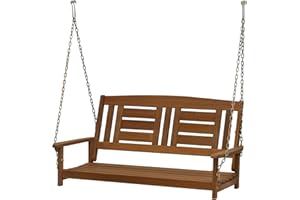 Furinno Tioman Outdoor hängende Veranda Schaukel mit Kette, Holz, Natur, 59.9 x 120.5 x 68.5 cm