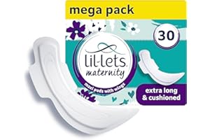 Lil-Lets Maternity Pads, Extra Long Maxi Thick Towels, With Wings, Postpartum/After Birth Essential, 3 Packs of 10 (30 towels), Packing May Vary
