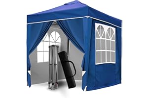 SANHENG Pop-Up-Pavillon, Pop-Up-Zelt mit Gewichten, vollständig wasserdicht, Allwetter-Pavillon, ideal für Outdoor-Partys, Camping (2 x 2 m, Blau)