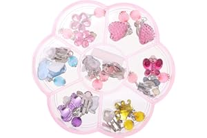 TOMAIBABY Clip On Earrings Princess Play Jewelry Earrings Set Resin Acrylic Clipon Earring Cartoon Dangle Eardrop For Little Girls Birthday