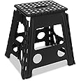 FiNeWaY Heavy Duty Large Folding Step Stool - Anti Slip Stepping Stool for Kids and Adults with Carry Handle for Home, Kitchen and Workplace Black (15" Black)