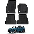 Rubber Car Mats Compatible With Ford Kuga (2015-2020) Tailored Fit Car Floor Mats Set Accessory Custom Fit Anti-Slip Backing Heavy-Duty Waterproof Easy-Clean Durable All Weather With Clips