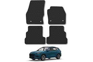 CAR MAT CO Rubber Car Mats Compatible With Ford Kuga (2015-2020) Tailored Fit Car Floor Mats Set Accessory Custom Fit Anti-Slip Backing Heavy-Duty Waterproof Easy-Clean Durable All Weather With Clips