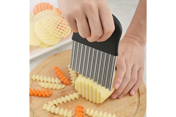 1 st rostfritt stål potatishackare krispiga cutter, potatis vågigt blad chip krispsnitt, grönsaker frukt chopper, kökshjälpmedel skärning chopper verktyg