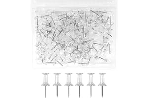 AILIVER Chinchetas transparentes para dibujo para paredes, pines de tablero de anuncios, pines de dibujo transparentes para fijación, chinchetas de tablero de anuncios (100 unidades, plateado)