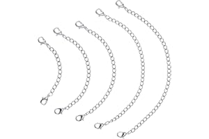 EBOOT 5 Pieces Necklace Extenders Chain Extenders Set for Necklace Bracelet DIY Jewelry Making (Silver)