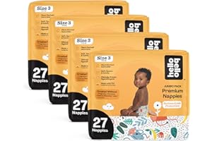 Hello Bello Premium Nappies Size 3 (6-11 kg/14-24 lbs.) - 108 Count (4 Packs of 27) Disposable, Extra-Absorbent, Hypoallergenic, Eco-Friendly Nappies with Snug and Comfort Fit