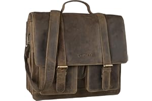 STILORD 'Marius' Sac de Professeur d'Enseignant en Cuir Sac d'École Grand Porte-documents d'Affaires Épaule Compartiment pour PC Portable