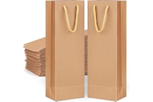 MUXITRABE Sacchetti Regalo Vino 20 Pezzi Borsa Bottiglia di Vino 11x9x35 CM Borsa Portabottiglie Borsa Regalo in Carta con Maniglie per Compleanni Aanniversari(Marrone)