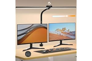 Glighone doble cabeza lámpara de escritorio LED regulable, 24W 80CM lámpara de escritorio con pinzas para la oficina en casa, cuello de cisne lámpara de escritorio de oficina, protección para los ojos