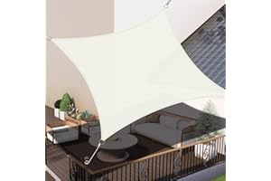 LOVE STORY Vela ombreggiante 3x3m Rettangolare Impermeabile Tenda a Vela Beige Tenda da sole per esterno，PES Poliéster Protezione UV al 95% per Esterno,Giardino,Terrazzo,Balcone,Patio