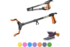 LZZAZ 32" Premium Litter Picker with Shoehorn, Versatile Reacher Grabber Stick for Disabled aids, Ideal for Mobility Aids, Helping Hand Grabber & Litter Pickers for Adults (32" Orange)