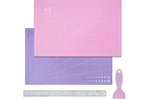 COEWUR A3 Cutting Mat Pink and Purple - 12 x 18 Inch Thickened Self Healing Crafting Board Mat with Centimeter Inch Grid Lines - Non-Slip, No Scratches-for Using Rotary Cutter Craft Knife Paper Knife