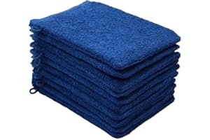 NatureMark Paquete de 10 Manoplas de Lavado de Tejido de Rizo, paños de Lavado, 100% algodón, Azul Real, 15 x 21 cm