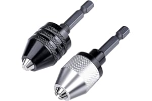NECALON ACCOCO 2pcs Portabrocas con Vástago Hexagonal Portabrocas de 0.3-6.5mm Varilla de 1/4" para Taladro Destornillador Eléctrico