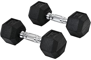 HOMCOM 2x4kg/2x5kg/2x6kg/2x8kg/2x10kg Rubber Dumbbell Sports Hex Weights Sets Home Gym Fitness Hexagonal Dumbbells Kit Weight Lifting Exercise