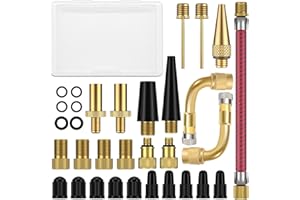 WEHOOM 32 PCS Adaptateur de Pompe à Vélo, Ensemble d'Adaptateurs de Valve de Vélo, Adaptateur de Valve de Vélo DV/AV/SV, pour Gonfler Les Pneus, Le Ballon de Basket, Le Ballon de Football et Ballon de Rugby