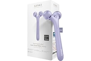 GESKE | Rouleau facial sonique SmartAppGuided™ | 4 in 1 | Dermaroller | Appareil pour le visage | Rouleau dermique | Rouleau facial professionnel | Raffermit et redessine la peau du visage