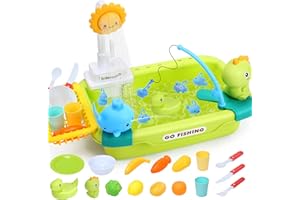 CUTE STONE Spielspüle für Kinder mit fließendem Wasser, elektrischer Wasserhahn, schwimmende Poolspielzeuge, Sommer-Wasser-Spielzeug für Jungen und Mädchen,CS181009 Play Sink Toy Set