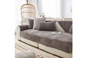 FASCINATDECO Sofa Überzug, Samt Sofabezug 1/2/3/4 Sitzer, Sofaschoner rutschfest, Couch überzug L Form Sofaüberwurfe, Sofa Sitzkissenbezug, Waschbar Couchbezug (Dunkelgrau,70x120cm)