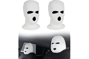 GMYIAK 2 Stück Auto Kopfstütze Abdeckung,Auto Sitz Kopfstütze Trim,Lustige Kopfbedeckungen,Auto Sitz Protektoren,Für Auto Sitz Kopfstütze,Attraktive gestrickte Kopfbedeckungen (White)