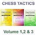 Chess Tactics Volume 1, 2 & 3 - Double Attack, Pin, Fork etc - 12 Topics and 600 Puzzles to practice - A set of 3 books