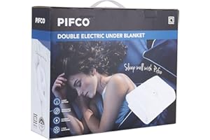 PIFCO® White Electric Blanket Double - Heated Electric Under Blanket with 3 Heat Settings with Detachable Controller - Easy Fit Straps - Machine Washable