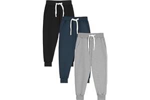 Ruisita 3 Pack Toddler Boys' Joggers Tracksuit Bottoms Cotton Trousers Sweatpants Kids Activewear with Drawstring Pockets