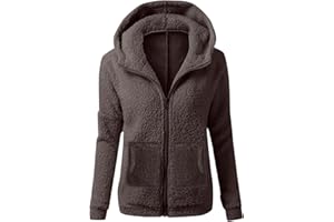 LIKEYIFUTOP Sweat à Capuche Zippé Femme Veste Polaire Pull à Manche Longue AVCE Poche Manteau Polaire Femme Hiver Chaud Chic