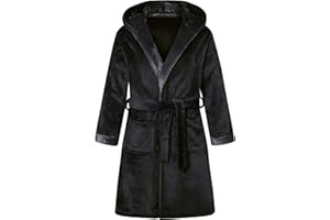 ALISISTER Peignoir Homme en Flanelle Polaire avec Capuche - Peignoir de Sauna et Maison pour Hommes, Tailles M à XXL