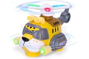 HABUDDY Electric Kids Helicopter Toy with LED Lights & Sounds, Auto Bump & Go Action, 360° Spinning Rotor - Fun Light Up Toy for Toddlers Boys Girls Ages 3+ (Tiger Style)