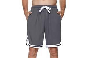 Litherday Shorts de Sport Homme en Coton Shorts avec Poches et à Cordon de Serrage Shorts de Course à Pied rayés Séchage Rapide Leger Respirant Basket-Ball Fitness Football