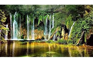 Wowdecor Zestawy do malowania według numerów dla dorosłych dzieci, malowanie numerowe - wodospad górska sceneria 40 x 50 cm (oprawiony)