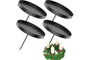 LanpoVista Kerzenhalter Adventskranz für Stumpenkerzen 4er Set: 8cm Kerzenständer Schwarz mit Dorn für Adventskranz Deko | Metall Kerzenhalter Stumpenkerzen | Weihnachtskranz Tisch Deko