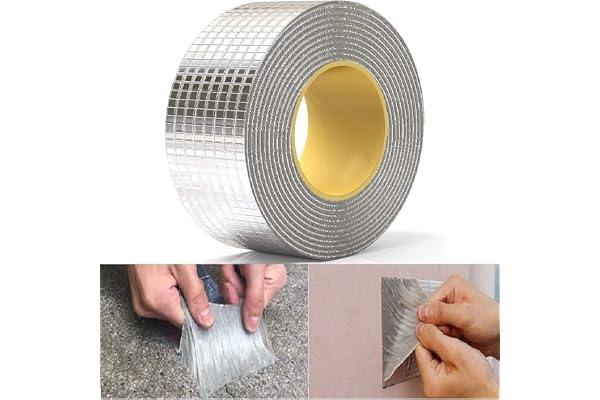 HONOLY Leakage Repair Waterproof Tape for Pipe Leakage Roof Water Leakage Solution Aluminium Foil Tape Waterproof Adhesive Tape Sealing Butyl Rubber Tape for Leakage (5CM*5M (Pack Of 1)) Silver