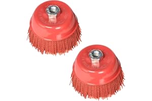 TAZZOR 2 Pièces Brosse Metallique pour Perceuse, 75mm M14x2 Brosse Perceuse Nettoyage, Brosse Visseuse, Brosse Métallique pour Meuleuse, Brosse Nylon pour Polissage et Nettoyage du Métal