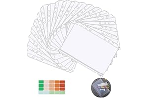 YIWONFU 20 Pièces Pochette Plastique A6, 6 Trous 18 x 10.4 cm Sacs Zippés à Feuilles Mobiles avec 1 Étiquette Adhésive, Imperméable Transparente Pochette A6 pour Documents, Cahiers, Cartes