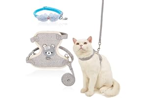 BOOTOOW Katzengeschirr Mit Leine,Katzengeschirr Ausbruchsicher,Verstellbares Softgeschirr Für Katze Brustgeschirr,katzenleine Mit Katzenhalsband Set,Für Kaninchen Katzen Kitten Hunde Welpen,Katzengeschirr