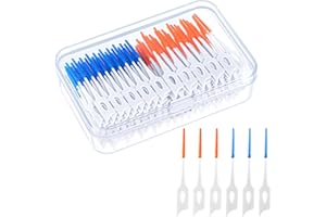 JJSHUND 200 Pezzi Scovolini dentali, Scovolino Interdentale Silicone Scovolino Denti Spazzolini Interdentali con Scatola per l'Igiene Dentale Pulizia Denti Mantenimento Della Salute Orale (Blu, Arancia)