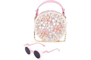 BTHRORO Sac a Main Fille avec Lunettes de soleil pour Enfants, Petit Sac à Bandoulière Princesse Lunettes de Fête pour Cadeau Anniversaire de Fête