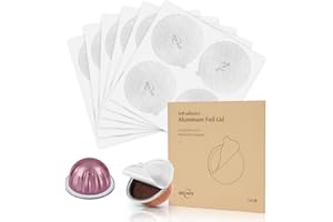 RECAPS Lot de 120 couvercles Foli en aluminium pour capsules réutilisables, joints en feuille de café, compatibles avec les capsules Nespresso Vertuo, 62 mm