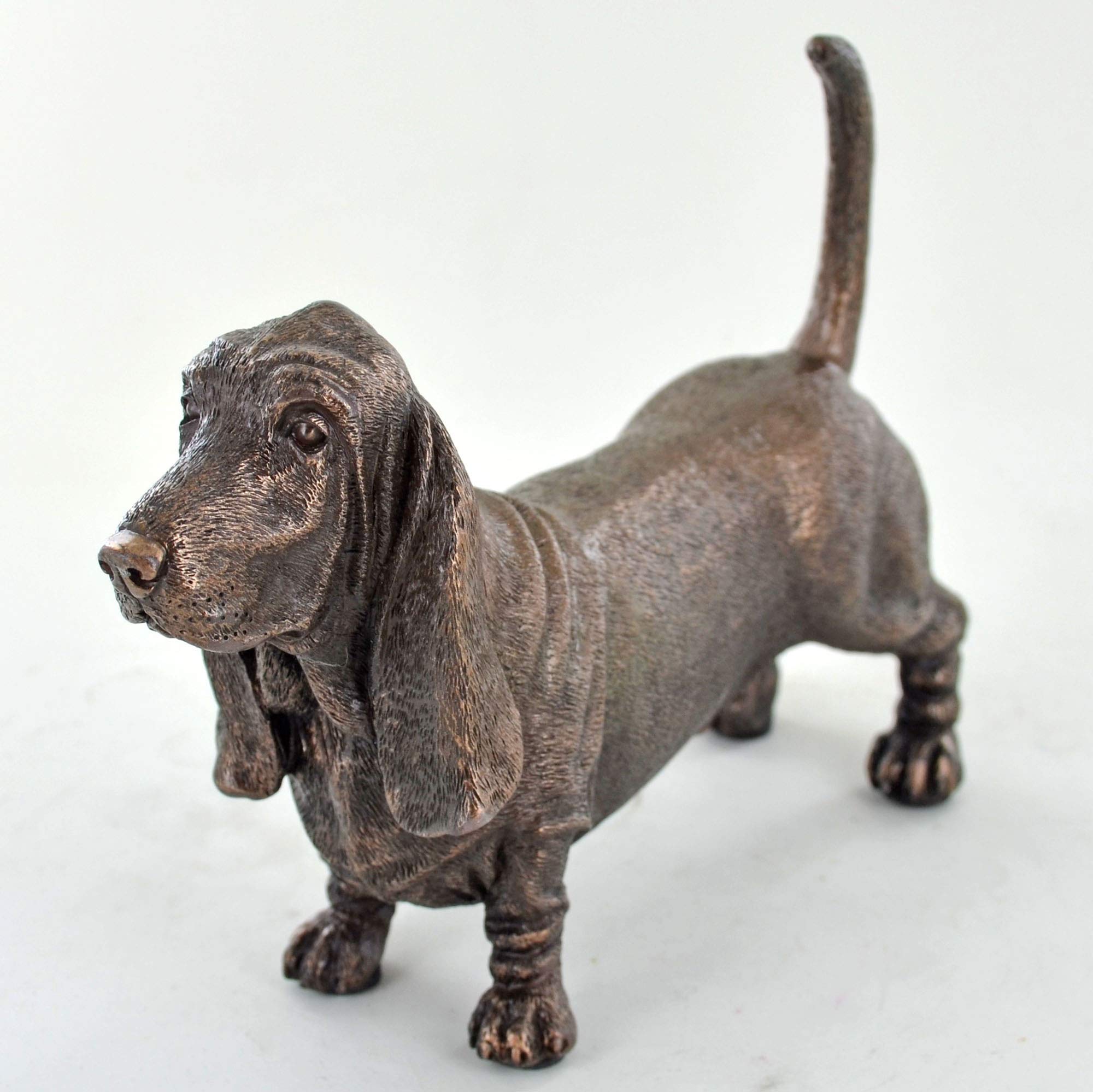 Fiesta Studios Bassett Hound Dog Sculpture Cold Cast Bronze Statue