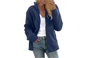 NSICBMNO Veste polaire grande taille à capuche zippée avec poches pour femme - Manteaux d'hiver pour femme - Veste polaire à manches longues - Manteau moelleux ouvert sur le devant - Vestes de sport