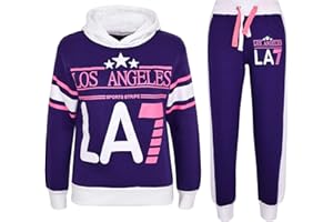A2Z 4 Kids LA7 Trainingsanzug Kapuzenpullover Mit Jogger Jogginghose Zwei Farbe Satz Sport - T.S LA7 Purple 9-10