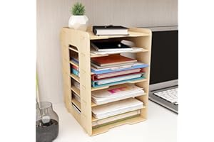 ‎PUNCIA PUNCIA Dokumentenablage A4 Briefablage 7 Ablagefächer Holz Schreibtisch Datei Organizer Papierablage Aktenaufbewahrung Ablagesystem Dokumentenhalter Ordner für Büro Arbeitszimmer Schule Office