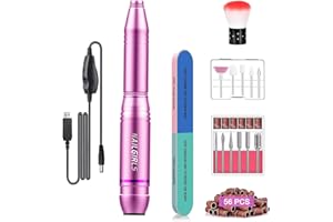 Fresa ELettrica,NAILGIRLS 11 in 1 Fresa Unghie Gel Manicure e Pedicure Elettrico,35000RPM Velocità Regolabile,Intelligente Led,Portatile Lima Elettrica Unghie (Rose)