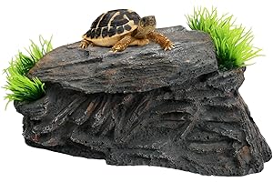 Godneei Decoración para acuario cueva de resina – Accesorios temáticos para tortuga y camarones, adornos ocultos